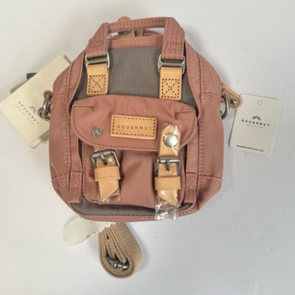 Doughnut NEW Macaroon Tiny Reborn Leather Trim Backpack Crossbody Bag Recycled - Picture 3 of 16